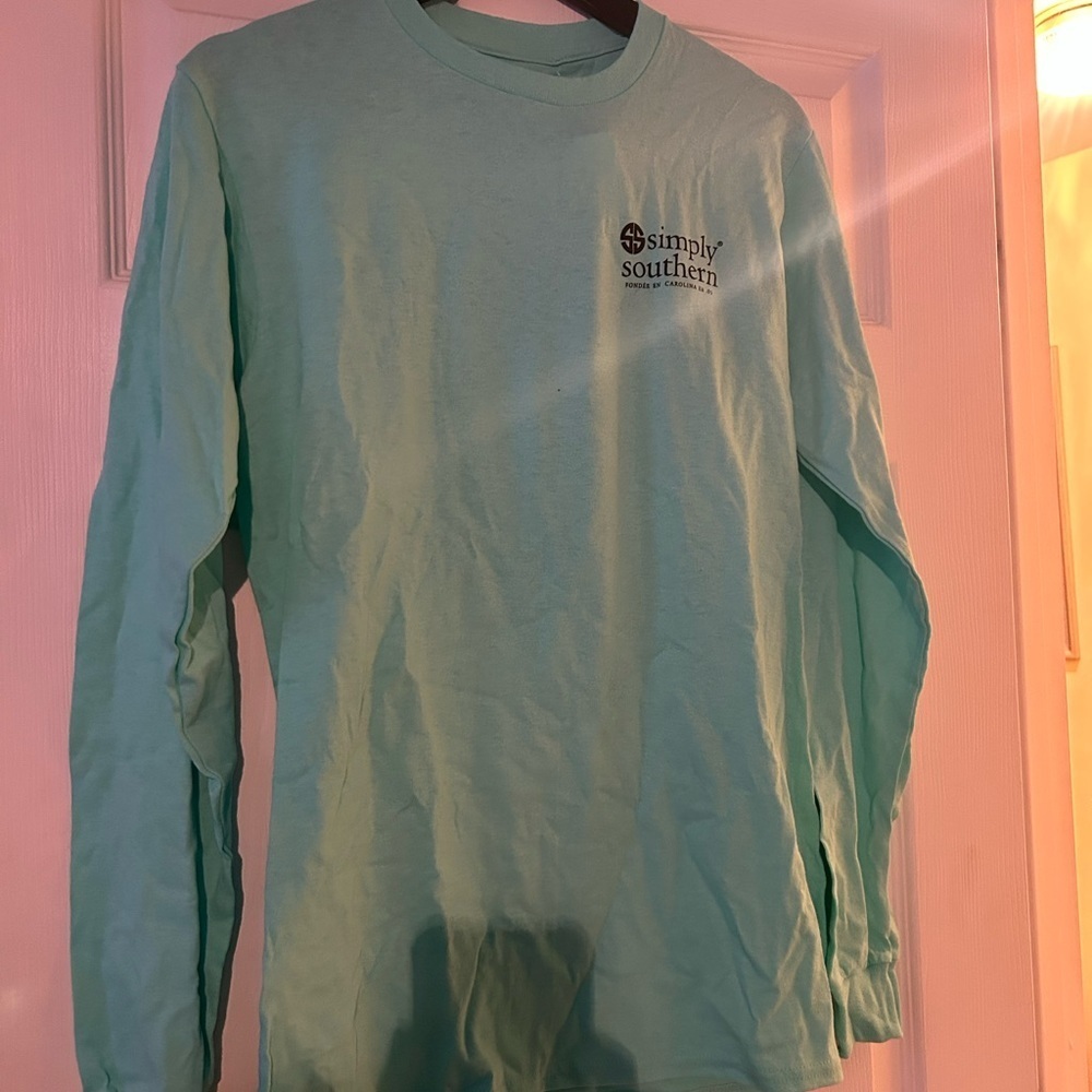 Simply Southern long sleeve mint green snowman shirt